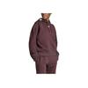 Adidas Originals Solid Color Embroidered Drawstring Hoodie Women Tops Brown IJ8275