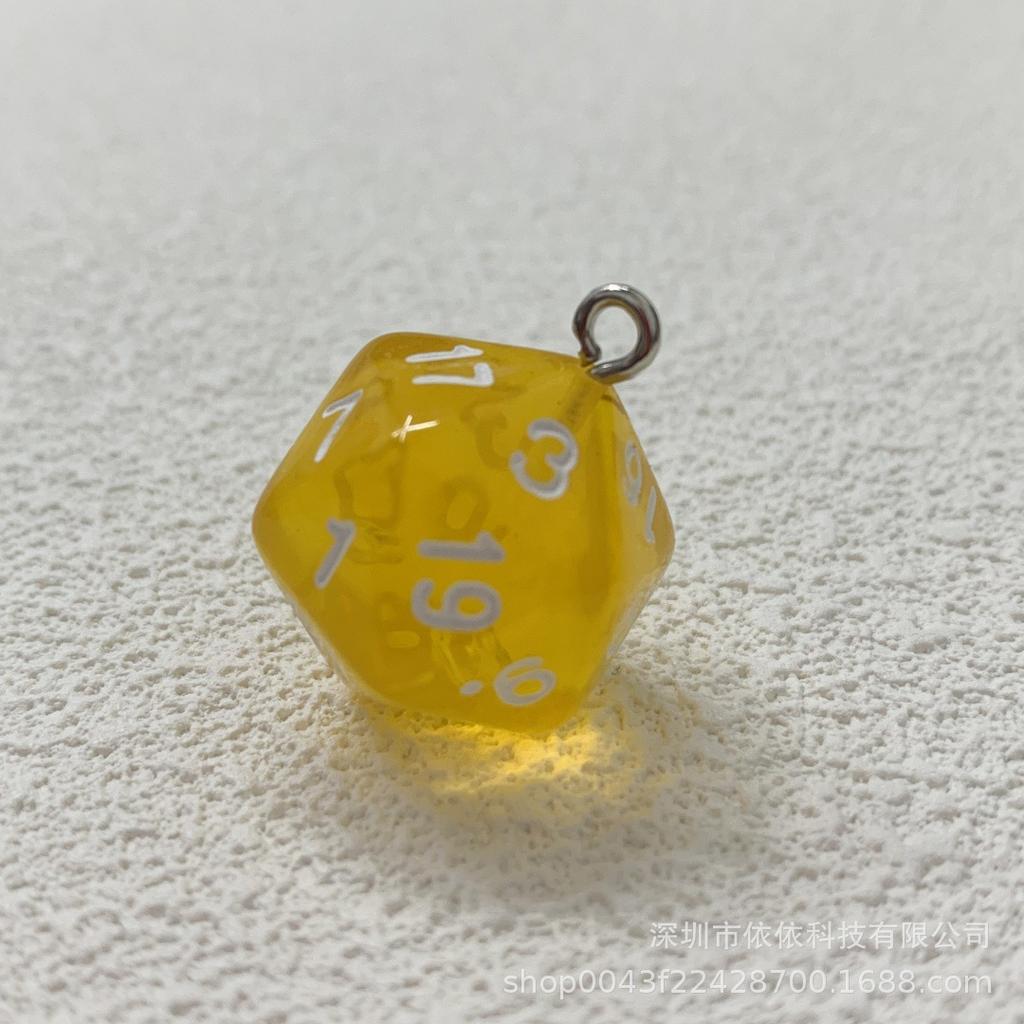 Manufacturer's real shot 20-sided sieve dice transparent solid color multi-sided dice bag pendant earrings keychain DIY accessories