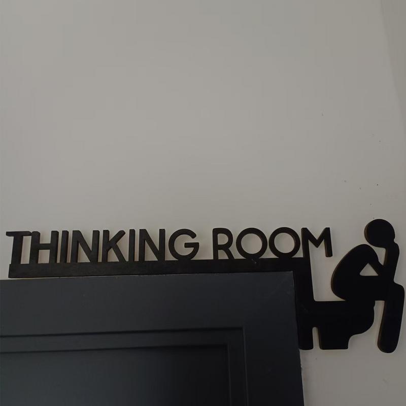 "Thinking Room" Toilet Door Sign Modern Metal Bathroom Wall Art Funny Door Frame Sculpture Decorative Window Door Frame Pendant