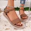 2025 New Shoes Female Buckle Strap Women's Sandals Open Toe Casual Plus Size Summer Best Seller Comfortable Flat Sandals
