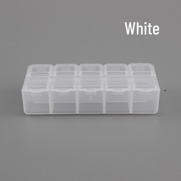 

10-Compartment Plastic Organizer Box for Jewelry, Electronics, and Rhinestones with Independent Lid Opening