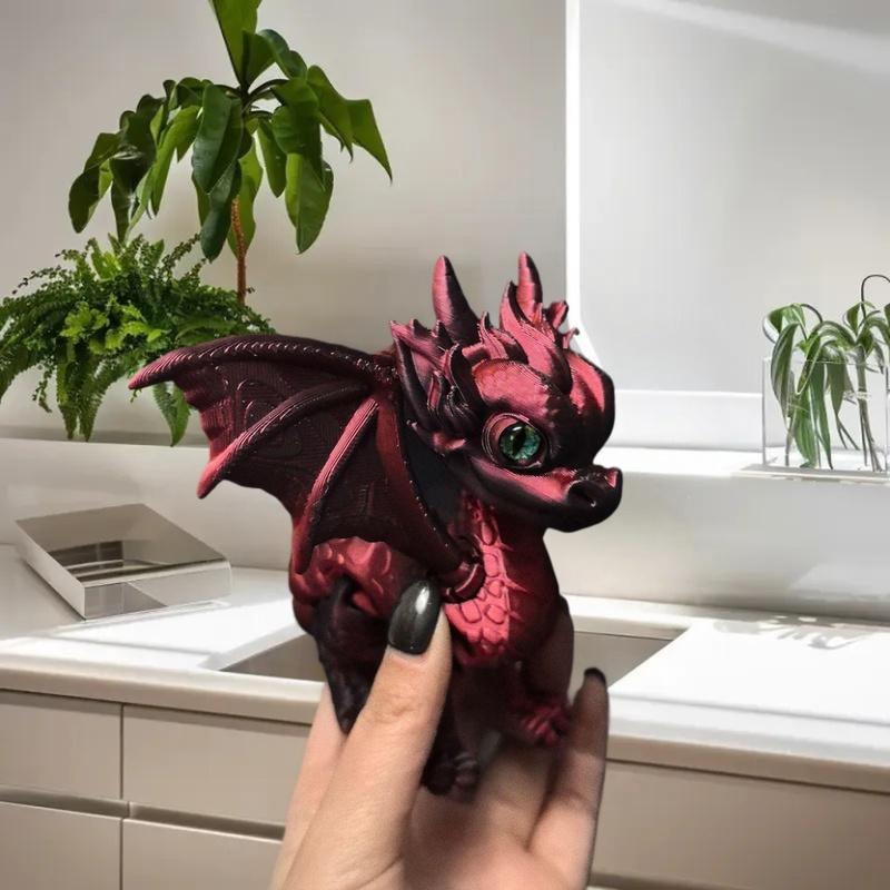 3D Printed Articulated Dragon Wings Tail Western Dragon Retracted Moved Ornament Model Figurine Gift