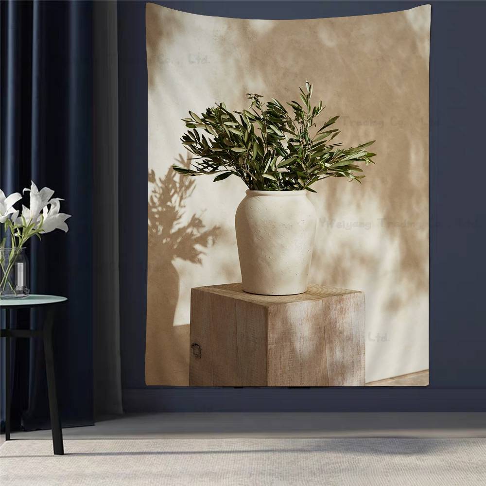 Chic Olive Tree In Vase Canvas Art Hippie Wall Hanging Tapestries For Living Room Home Dorm Decor Art Home Decor