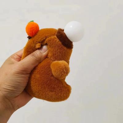 Chaveiro Capivara de Pelúcia Fofa 12cm Capivara de Simulação de Desenho Animado Pingente Capivara Puxando Catota Fofa Pingente de Mochila Escolar
