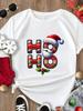 (Asian Size) Tee Merry Christmas New Year Holiday Top festival Casual Women cartoon trend cute Print Lady Short Sleeve Fashion Graphic T-shirts