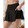 Women's Summer Sports, Fitness, Leisure Yoga Short Skirt, Solid Color, Simple and Comfortable Pleated Skirt