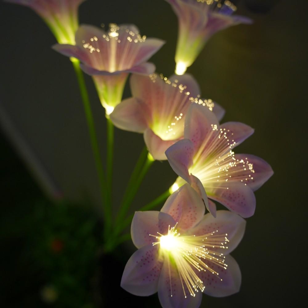 Solar-Powered Fiber Optic Lily Flower Lamp for Outdoor Landscape and Garden Decor