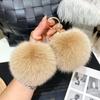 Großer 9cm flauschiger echter Fuchsfell-Ball Pompons Natürlicher Fell-Pompom Lederband Schlüsselanhänger Schlüsselring Anhänger Für Frauen Anhänger