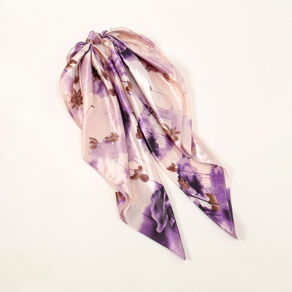 Luxury Floral Print Square Scarf Women Soft Satin Kerchief Hairband Neckerchief Head Hijab Lady Headband Foulard Bag Ribbon