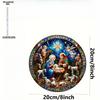 Round Acrylic Stained Sun Catcher - Vibrant Jesus Birth Design, Ideal for Porch & Garden Decor, Spiritual Home Decor, Four Seasons Decoration