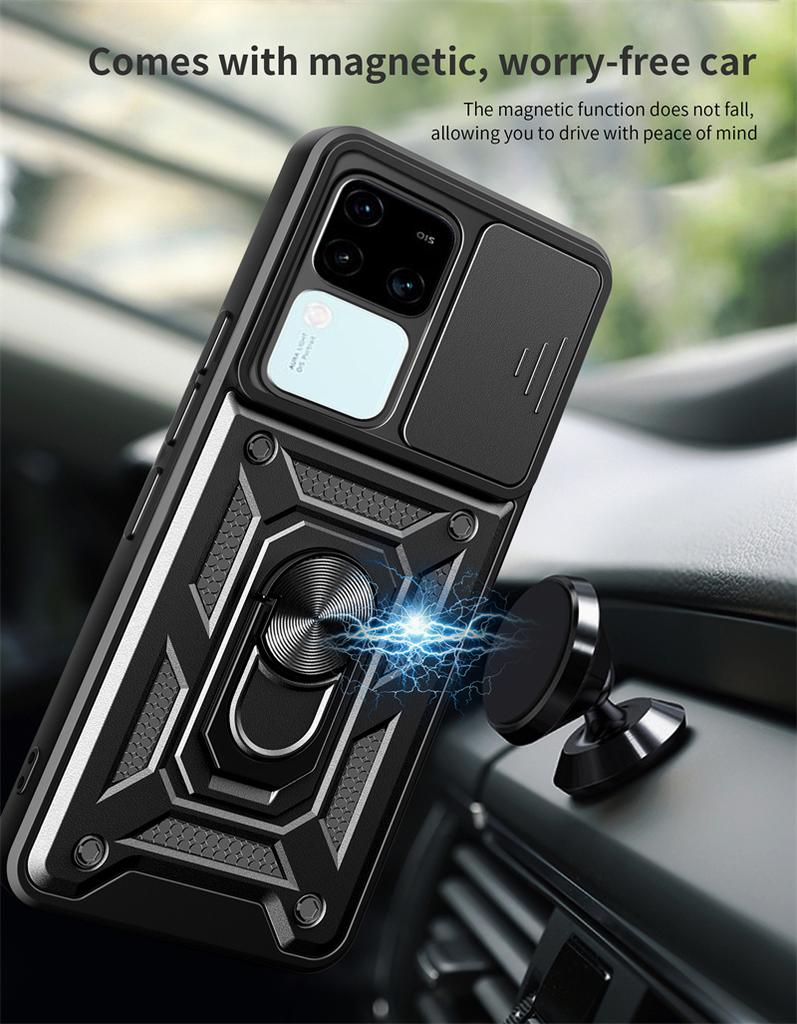 Armor Slide Camera Funda For Vivo V30 Pro 5G Case Magnetic Ring Stand Cover For Vivo V30E V 30 e VivoV30 V30Pro 5G Protect Coque