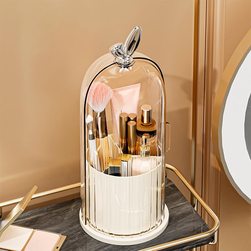 360° Rotating Makeup Brush Holder Cosmetic, Lipstick, Eyebrow Pencil, Eye Shadow Organizer With Clear Lid Dustproof, Waterproof