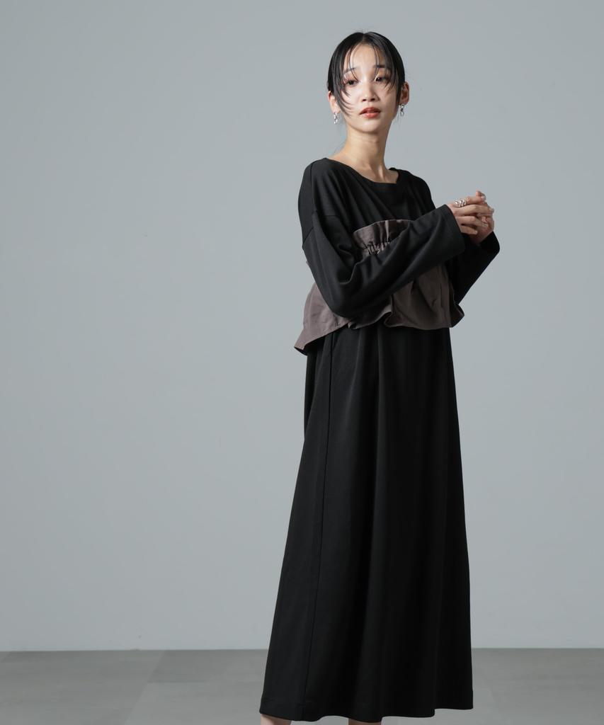 Nano Universe Layered Bustier F Women's Dress, 010, Black, 673-5119311