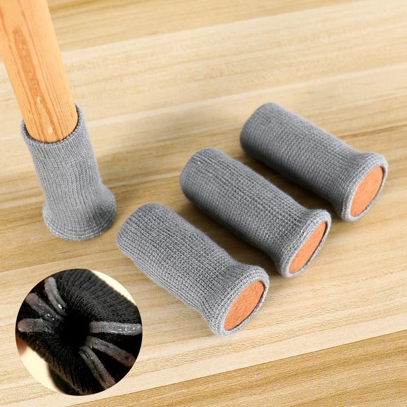 4 pezzi/set Calzini Silenziosi in Maglia per Gambe di Mobili Calze Elastiche per Piedi Protezioni per Pavimenti con Pastiglie Antiscivolo Copri Piedi Spessi per Sedie