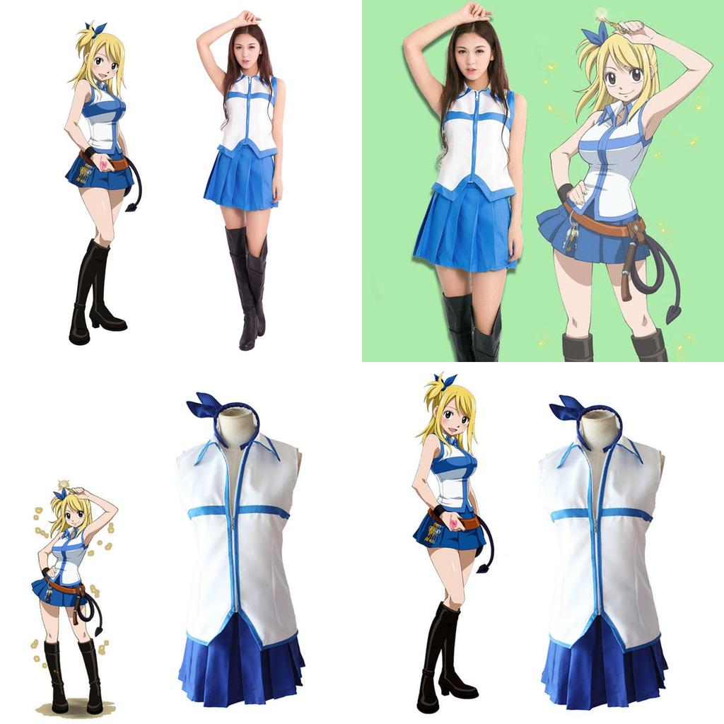 Exquisites Fairy Tail Lucy Heartfilia Cosplay Kleidung Uniform Kostüm Set Für Partys