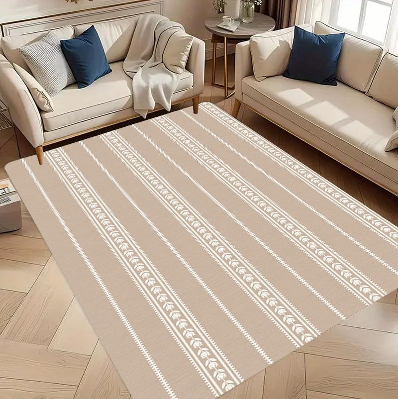 Vintage Botanical Stripe Carpet Mat Rug Home Decoration Living Room Bedroom Nordic Leaf Flower Pattern Non Slip Soft Floor Mat