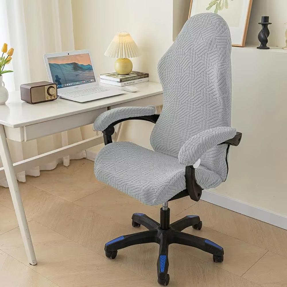 1Set Elastic Stretch Chair Cover Set Dustproof Fleece Jacquard Gaming Chair Covers with Armrest Cover Universal