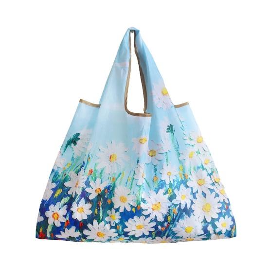 Shopping Bag Reusable Foldable Polyester Tote with Reinforced Stitching Compact Storage Bag for Fruits Vegetables