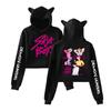 Streetwear Damskie Seksowne KPop Demon Hunters Nadruk Krótkie Bluzy Oversize Luźne Harajuku Pulowery Koreańskie Codzienne Topy