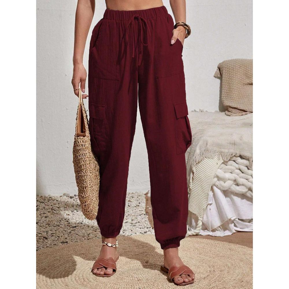 Women Solid Color Women Pants Pocket Women's Pants Spring Summer Collection Pocket Workwear Womens Pants