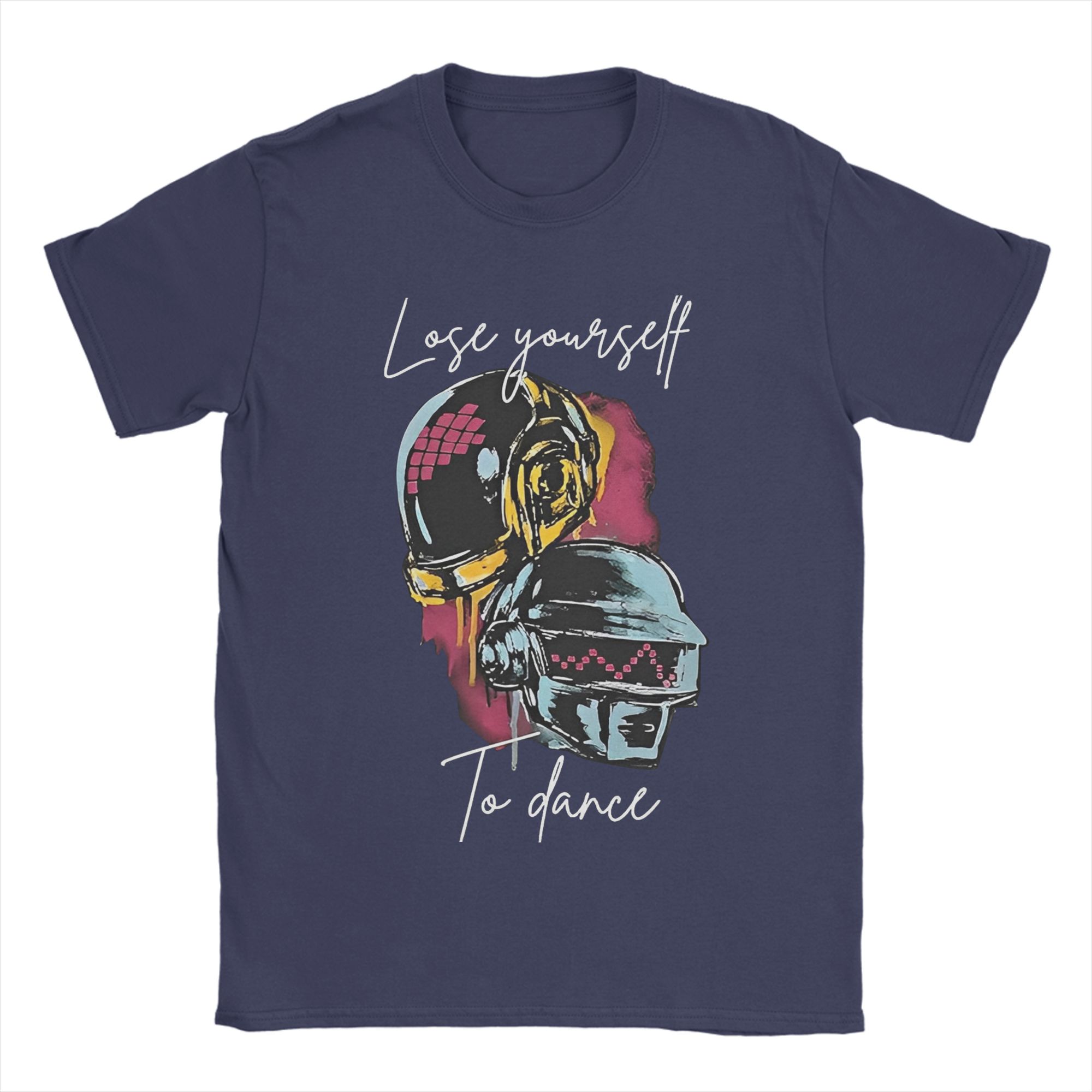 

Men Daft Punk Electronic Band T Shirt Cotton Tops Unique Short Sleeve Round Neck Tee Shirt Birthday Gift TShirts 4XL