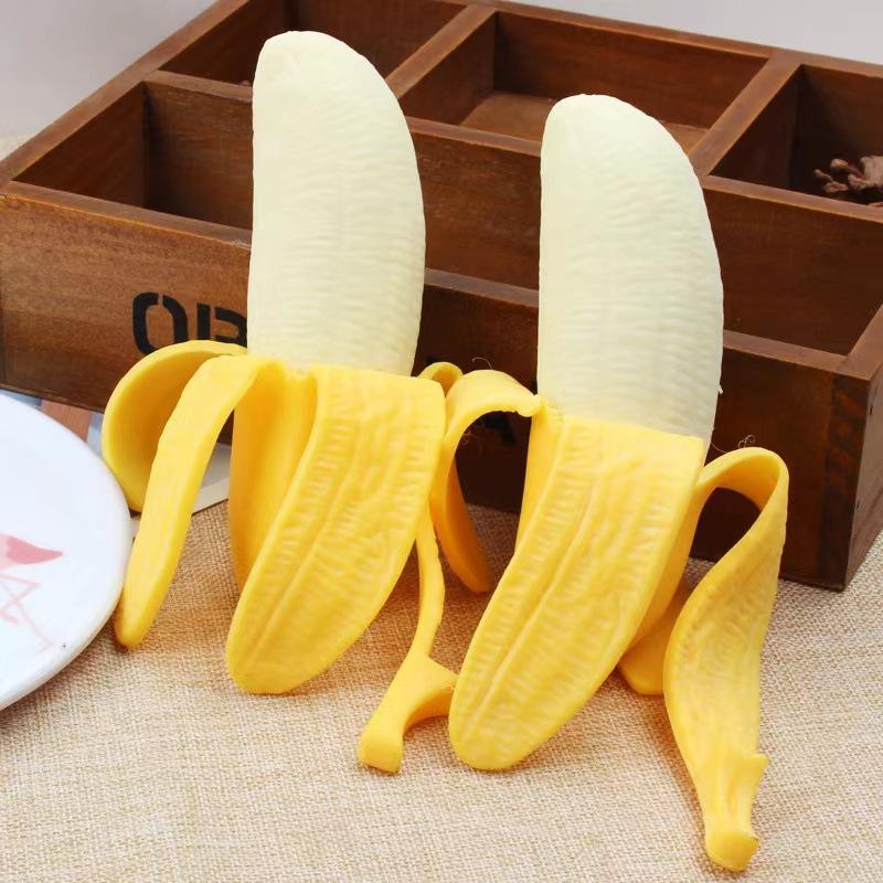Fake Food Squishy Stress Banana Fidget Sensory Toy Squeeze Stress Relief Hand Toy Anti-Anxiety Banana Stretchy Slow Rising Toy