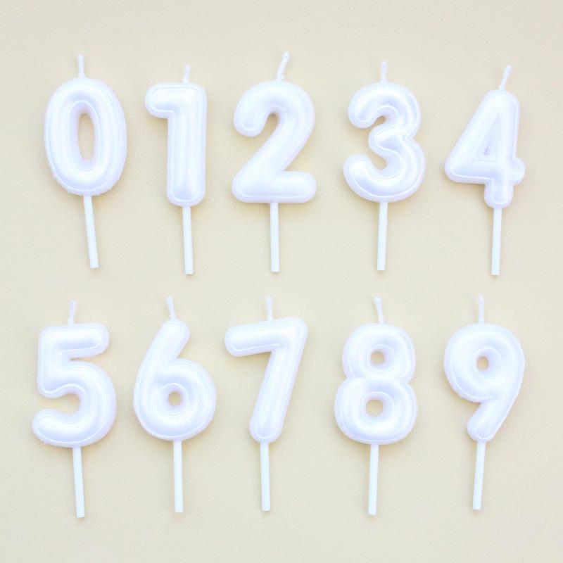 New Pearlescent Digital Birthday Candles 0-9 Baking Party Decoration Pink White First Year Cake Candles