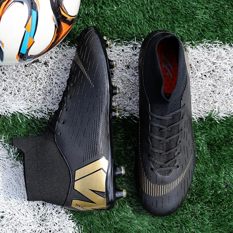 Sportvy Men's Orange Professional Football Shoes Society Cleats Soccer Shoes Indoor Football Field Boots Grass Training Ag/Fg Sneaker Cm