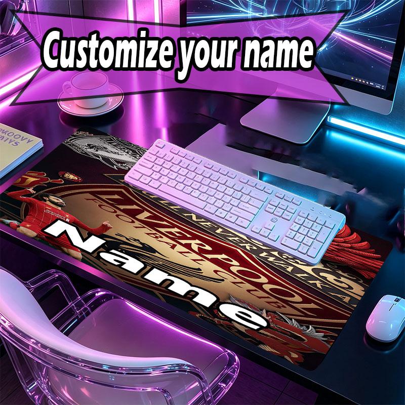Custom Name Personalized Liverpool Football Club Pattern Mousepad, Laptop PC Desk Mat, Decorative Desk Mat for Home Keyboard Pad Gift