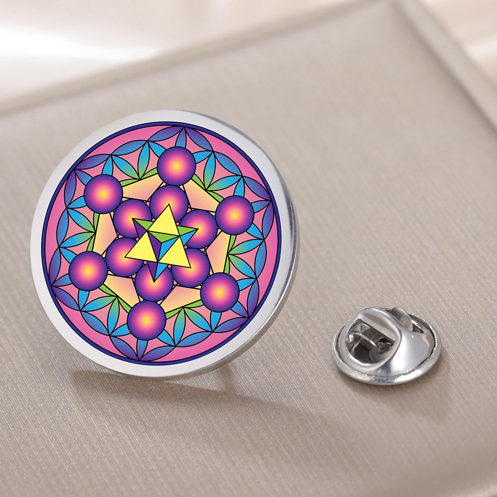 Dawapara Metatron s Cube Merkaba Brooch Archangel Seals Sacred Geometry Lapel Pins Stainless Steel Jewelry