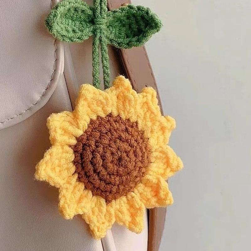 Pingente de Lírio-do-vale Crochê Bolsas de Girassol Tricotadas à Mão Acessórios para Pendurar no Carro Presentes Criativos Produto Acabado