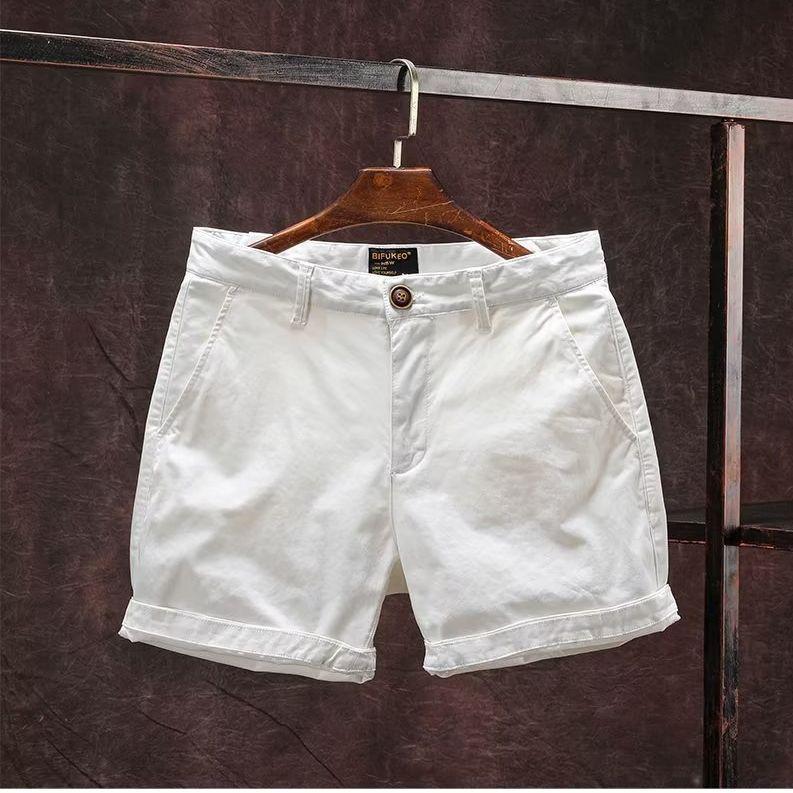 Men's Casual Slim Fit Three-Quarter Beach Shorts - Trendy Summer Workwear Style, Slightly Elastic