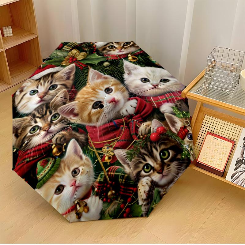 cartoon cat Printed umbrella windproof folding umbrella portable sun and rain umbrella suitable for gifting