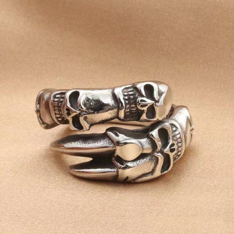 European and American Men's Titanium Steel Ring, Fashionable Men's Domineering Steel Ring, Animal Claw,