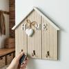 Schlüsselhaken Rustikaler Holz-Eingangsbereich-Organizer mit 3 Metallhaken Klebe-Wandmontage Aufbewahrungsregal für Schlüssel Taschen Schals Masken