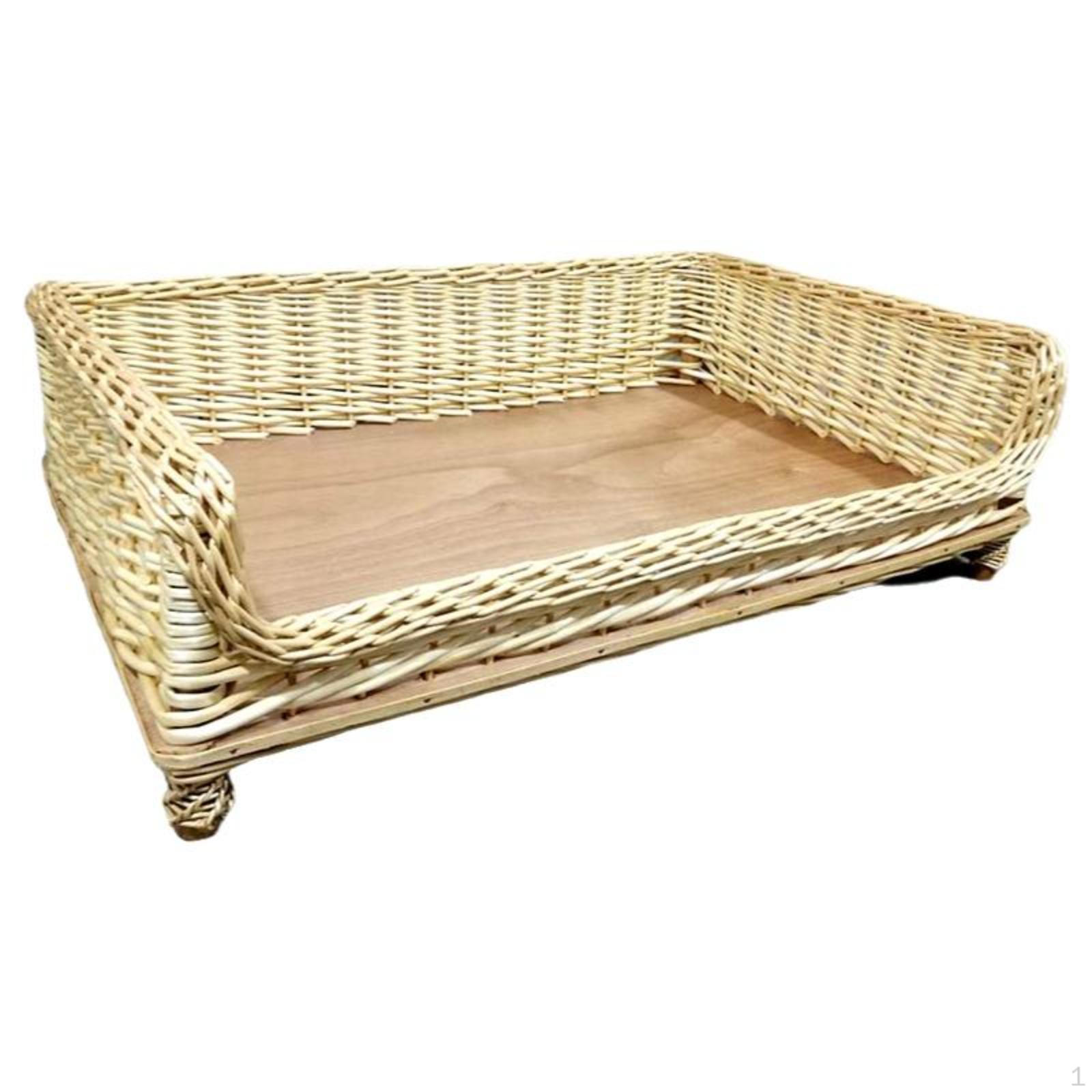 Elevated Wicker Dog Bed, Breathable Pet
