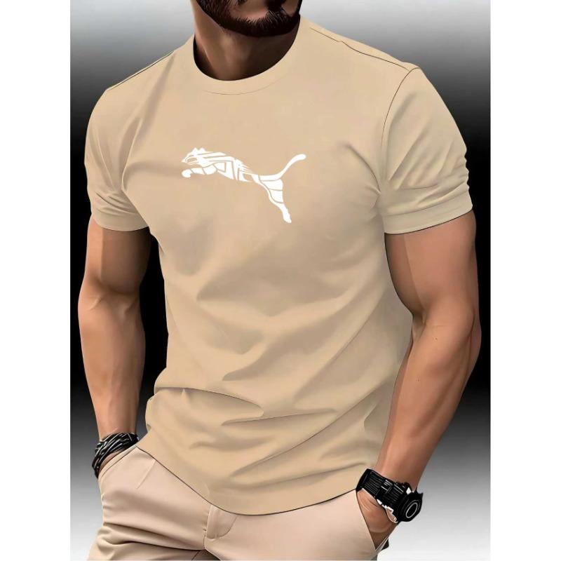 New Summer Luxury Men's Fashion Fox Leopard Print T-shirt Crewneck Casual Trend Y2K High-end High Quality Fitness Sports T-shirt
