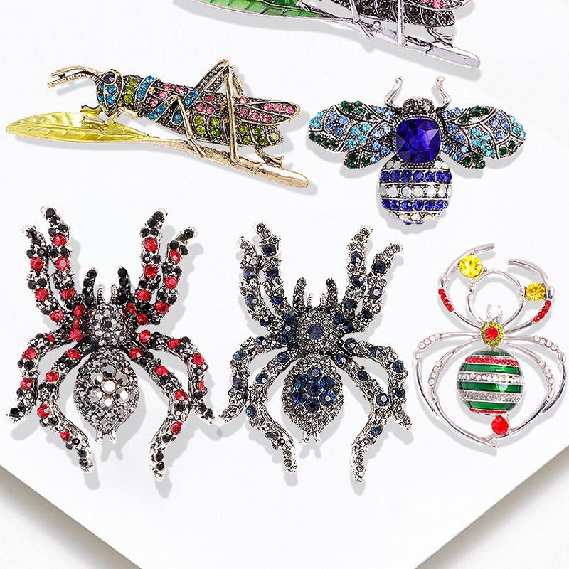 1Pc Alloy Gift Corsage Literary Wind Diamond Inlaid Exquisite Insect Brooch Safety Pin Colorful