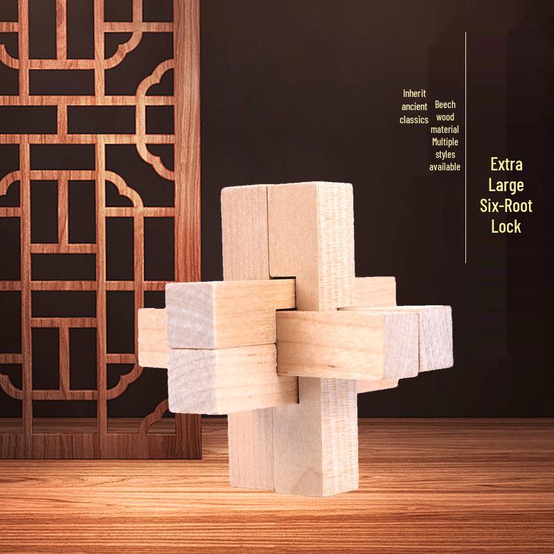 Custom Oversized Luban Lock Beech Wood Educational Puzzle Toy