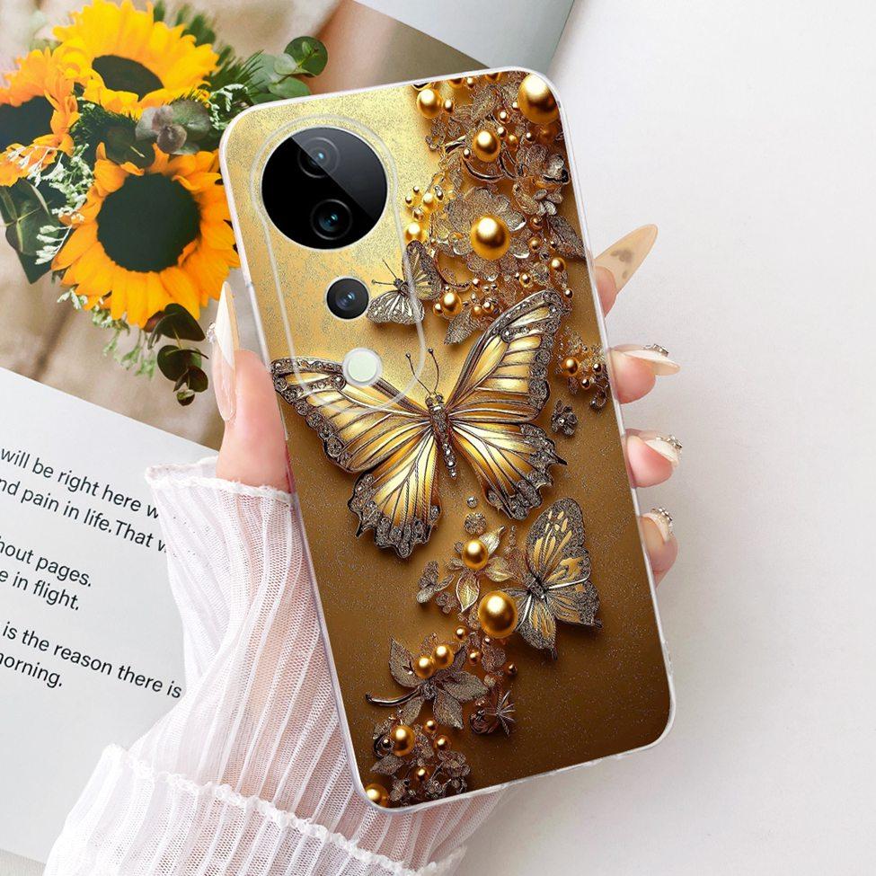 Casing For Vivo S19 Pro Clear Case Aesthetic Luxury Cute Fashion Flower Funny Painted Funda For Vivo S19Pro V2362A Cover