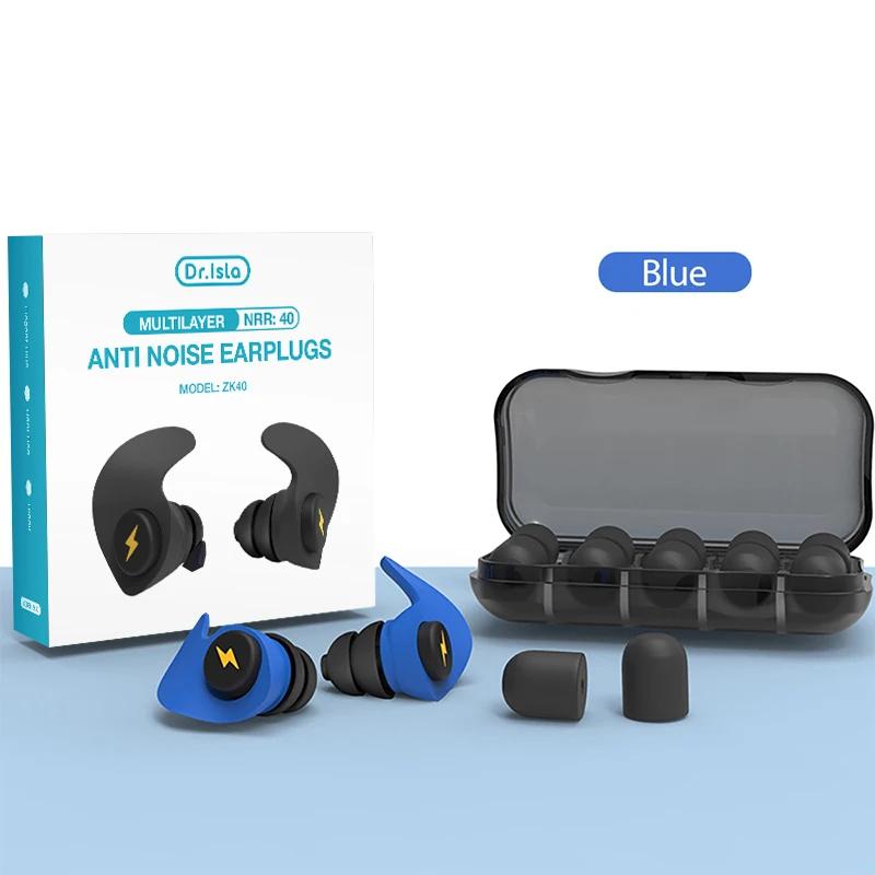 

ZK40 6Pcs 3 Layer Soft Silicone Ear Plugs Tapered for Sleep Noise Reduction Sound Insulation Ear Protection синій