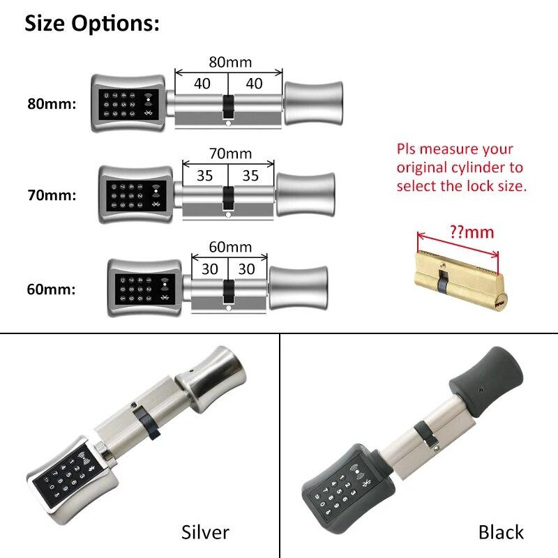 Bluetooth Smart Sylinderlås Biometrisk Elektronisk Digital Tastatur Nøkkelløs Med Kode Fingeravtrykk RFID-kort Dørlås