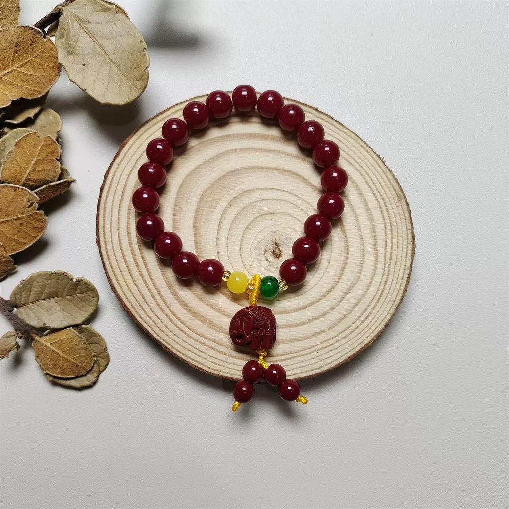 Cinnabar Purple National Style Lotus & Elephant Hand String Bracelet Set