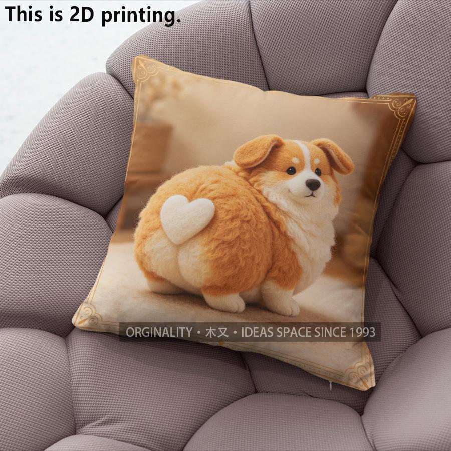 Cute Corgi Butt Print Square Throw Pillow Cases Pattern Cushion Cover Suitable For Sofa Bedroom Car Pillow Cover