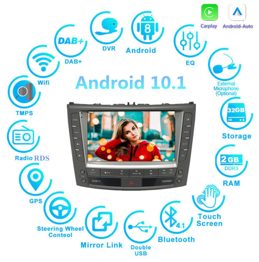 9" Android 10.1 Car Stereo Radio GPS Navi OBD RDS For 05-12 Lexus IS 250 300 350