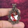 Kingman Red Mohave Copper Turquoise Pendant Copper Wire Wrapped Flower Jewelry