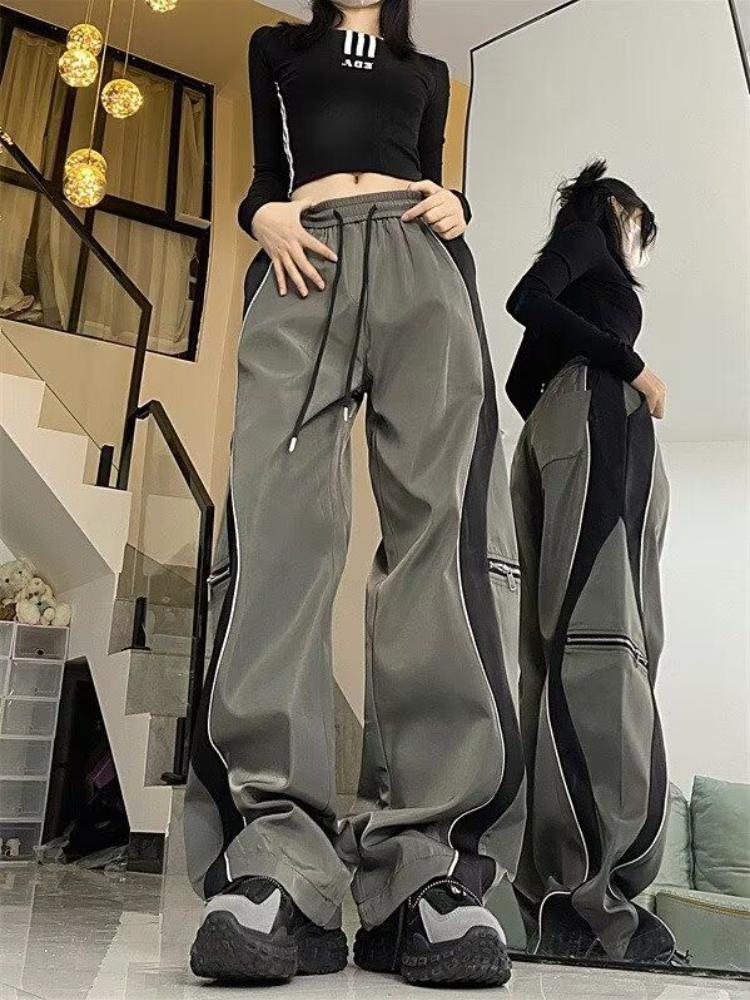 Harajuku Kpop Loose Cargo Pants Women Dance Oversized Korean Y2k Streetwear Patchwork Trousers Jogging Sweatpants Hippie