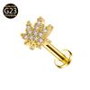 G23 F136 Titanium Zircon Flower Internal Thread Lip Stud Earring Eyebrow Ring Horseshoe Ring Dermal Anchor Skin Piercing Jewelry