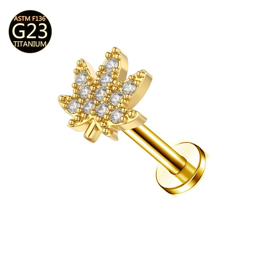 G23 F136 Titanium Zircon Flower Internal Thread Lip Stud Earring Eyebrow Ring Horseshoe Ring Dermal Anchor Skin Piercing Jewelry