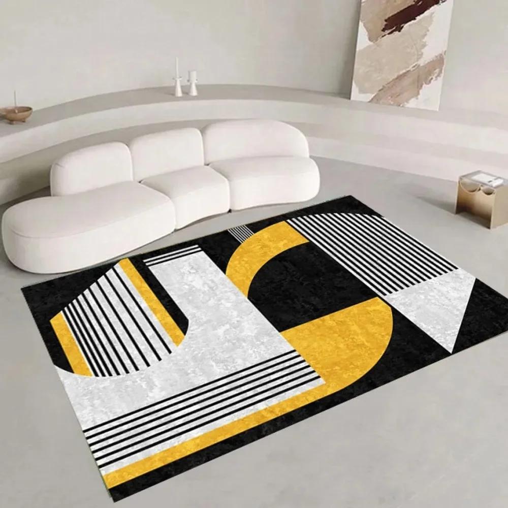 Modern Geometric Line Area Rug Non-Slip Carpet for Living Room Bedroom Rug Washable Floor Mat for Bathroom Kitchen Doormat